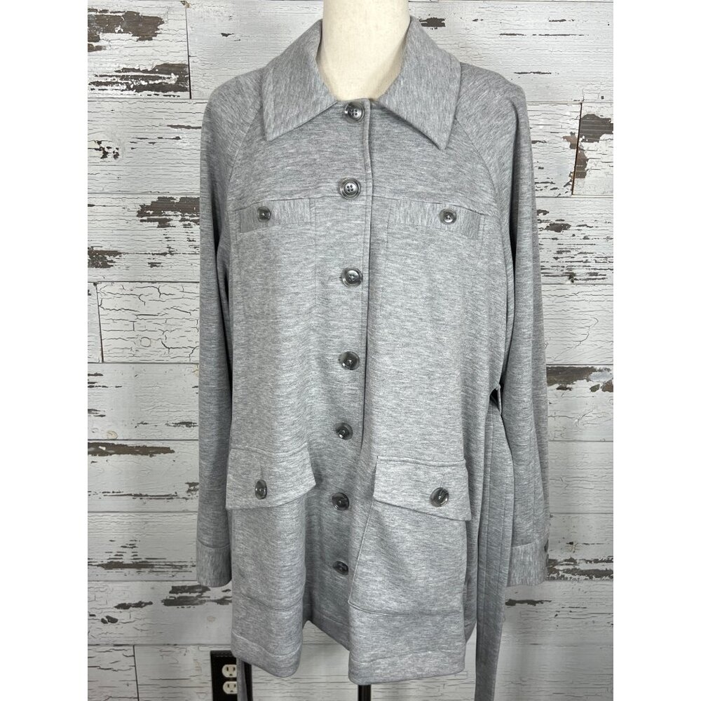 CABI Grab & Go Trench Coat in Heather Gray Sz L #6672 NWOT - Picture 4 of 7